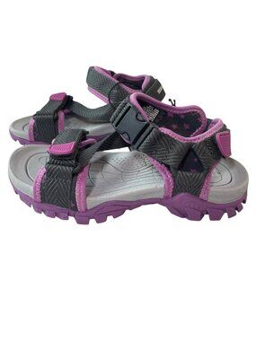Eddie Bauer Glide Sandals Black & Purple Adjustable Strap Girls Size 12 NWT